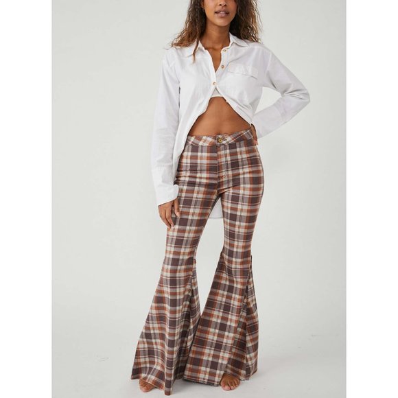 Free People Denim - 🎉LAST CHANCE🎉 FREE PEOPLE Just Float On Printed Flare Jeans / Dark Chocolate